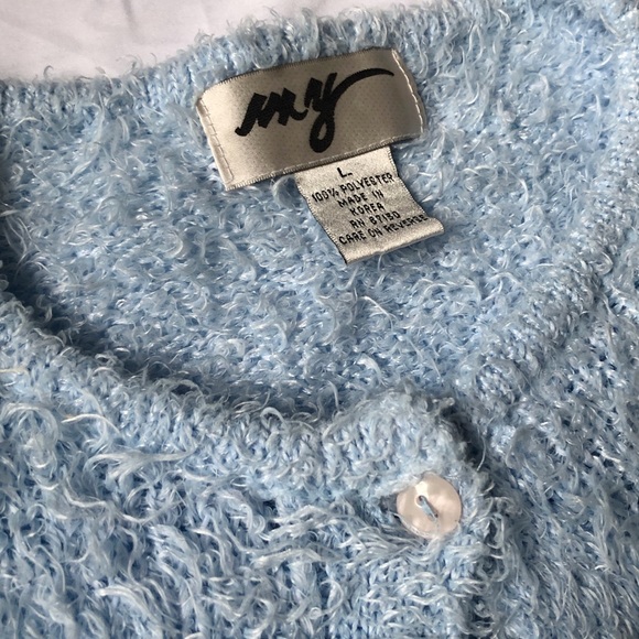 Fluffy Blue Cropped Cardigan - Picture 3 of 4